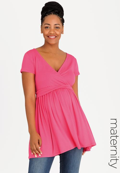 edit Maternity - V-neck Twist Detail Top Cerise Pink