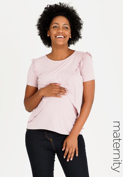 edit Maternity - Frill Detail Nursing Top Pale Pink