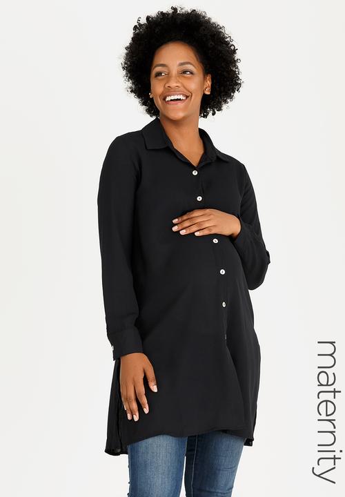 edit Maternity - Longer Length Chiffon Shirt Black