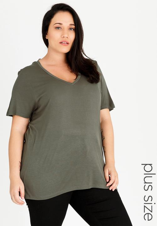 Brave Soul - Tory V-neck T-shirt Mid Green