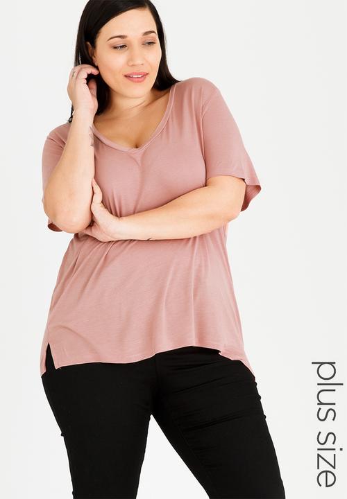 Brave Soul - Tory V-neck T-shirt Pale Pink