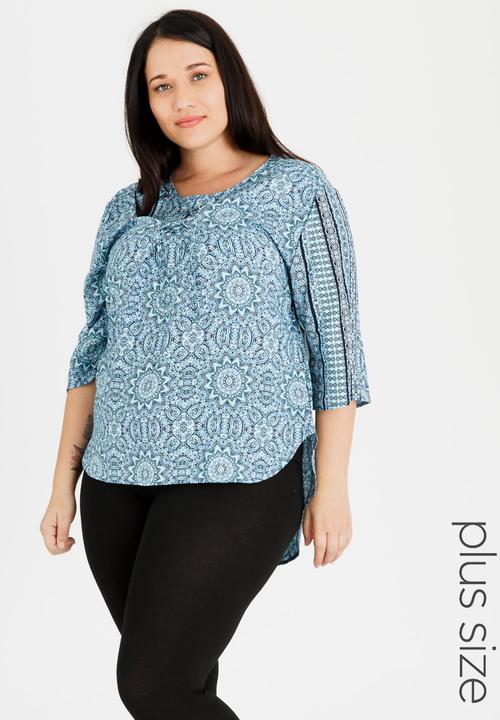 Slick - Torey Eyelit Lace-up Detail Top Turquoise
