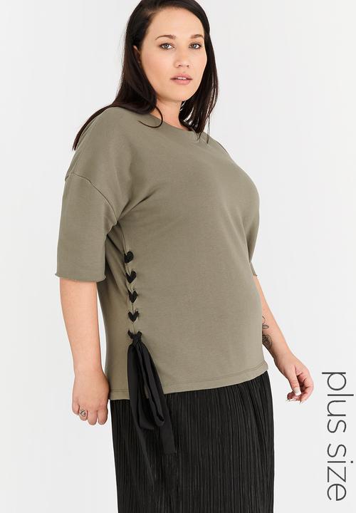 STYLE REPUBLIC PLUS - Lace-up T-shirt Green