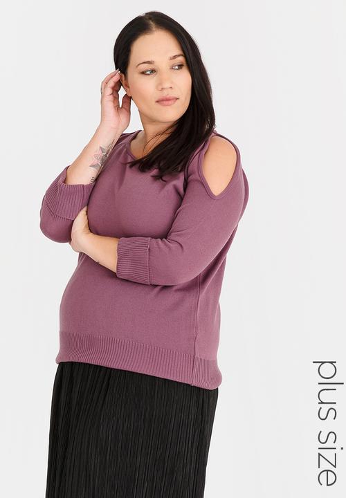 edit Plus - Knit Top with Slit Sleeve Pale Purple