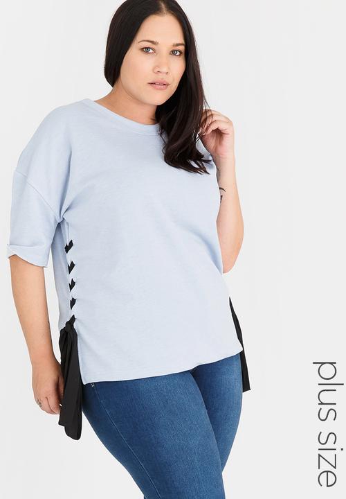 STYLE REPUBLIC PLUS - Lace-up T-shirt Pale Blue