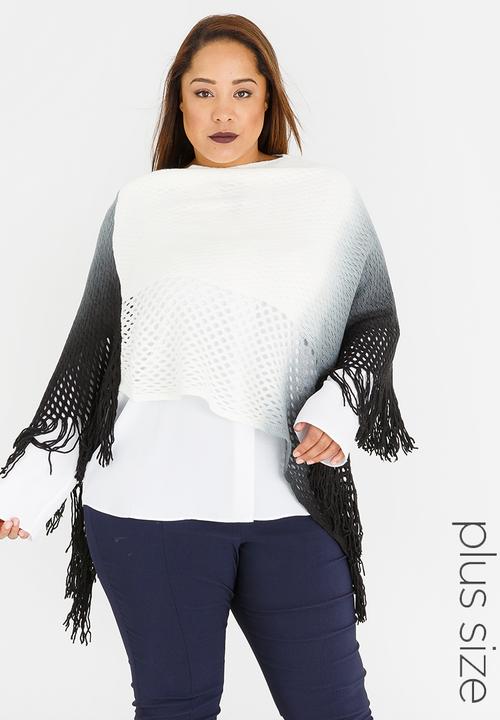 Joy Collectables - Ombre Lattice Poncho Black and Grey