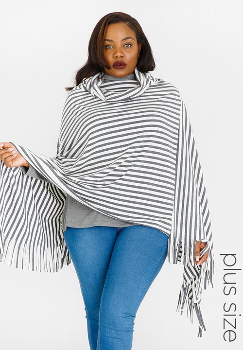 Lu-May - Striped Poncho Grey