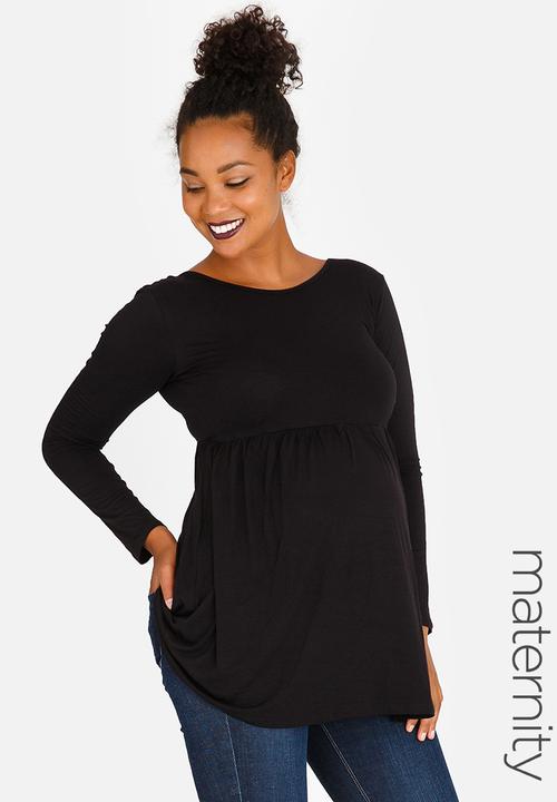 edit Maternity - Long Sleeve T-back Detail Top Black