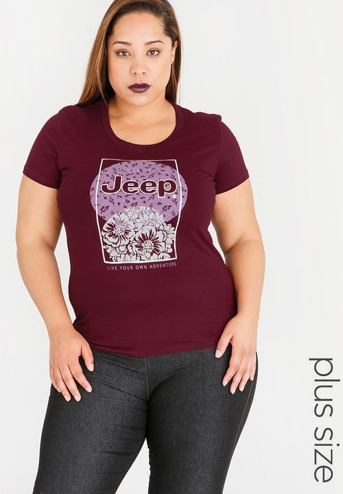 JEEP - Foil Printed Tee Dark Red
