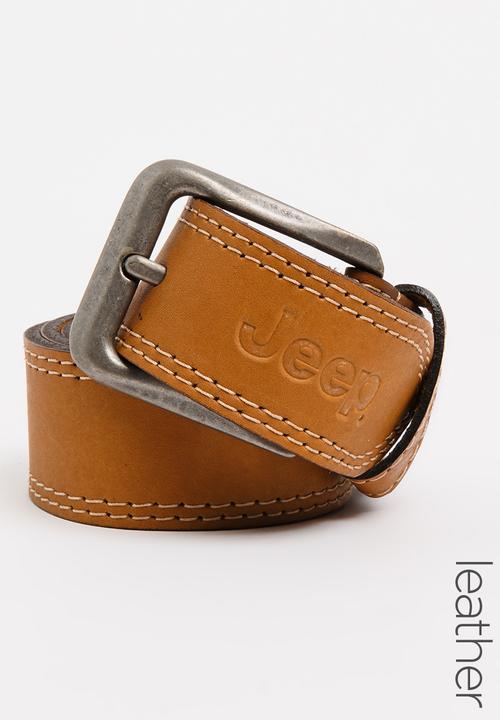 JEEP - Twin Needle Stitch Leather Belt Tan