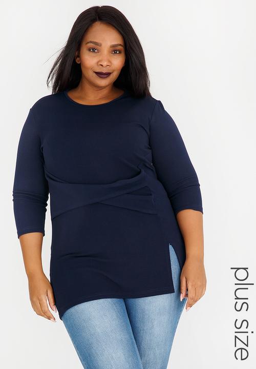 edit Plus - Twist Front Tunic Navy