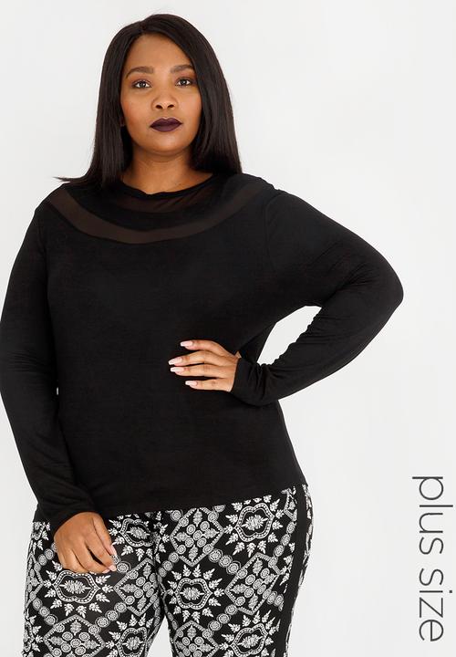 Slick - Nadia Mesh Inset Top Black