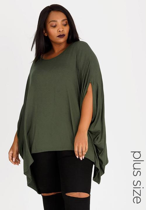 STYLE REPUBLIC PLUS - Volume Hanky Hem Tunic Khaki Green