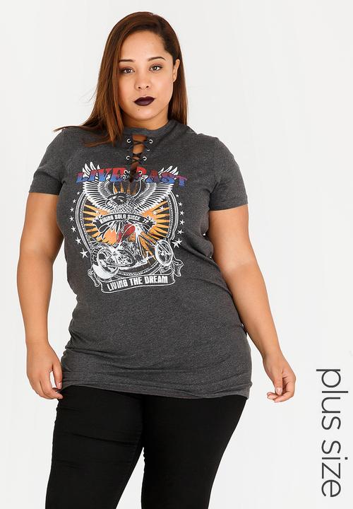 Brave Soul - Moto Band Longer Length T-shirt Dark Grey