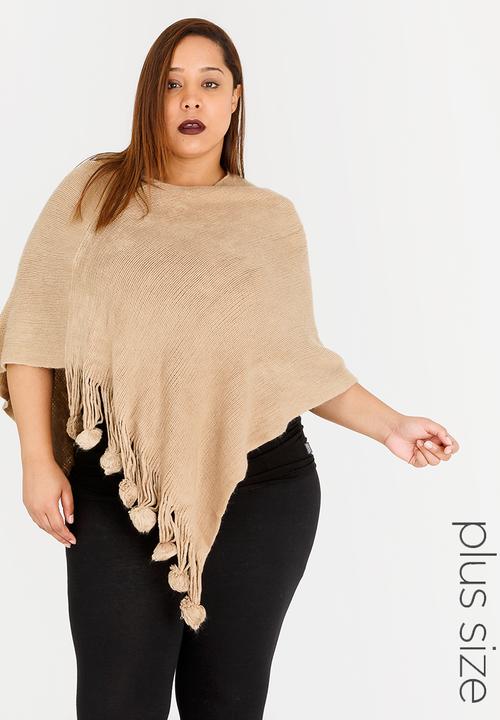 Joy Collectables - Pom-pom Poncho Beige