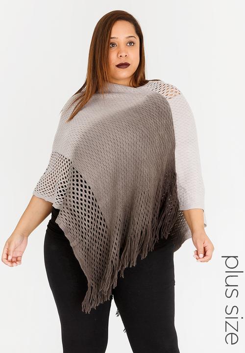 Joy Collectables - Ombre Lattice Poncho Black and Grey