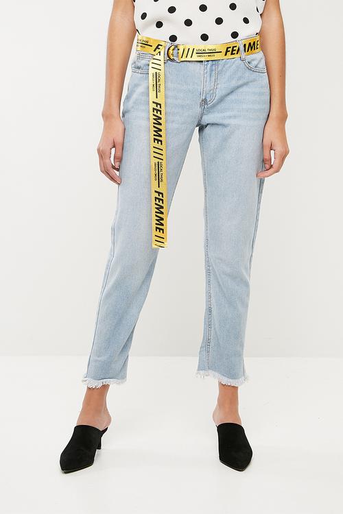 Lust low rise belted boyfriend jean - blue