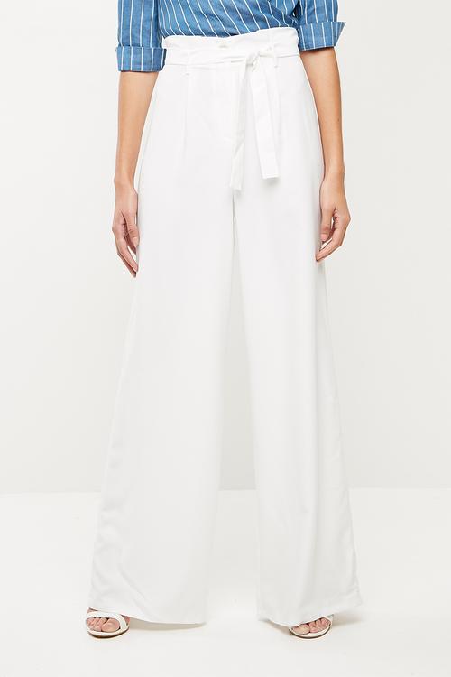 Tailored paperbag waist trousers - white