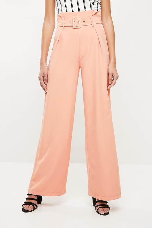 Paper bag waist trousers - pink