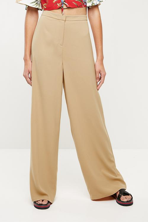 Premium core wide leg trouser - beige