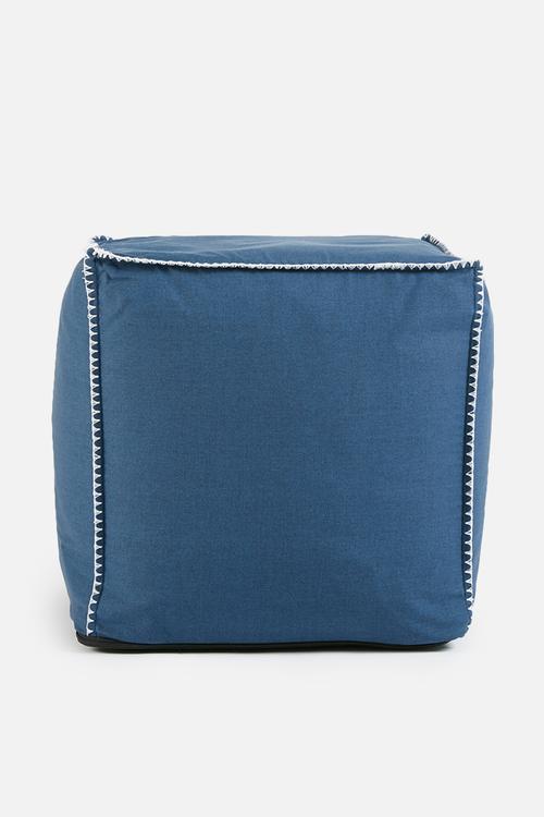 Blanket stitch ottoman - navy