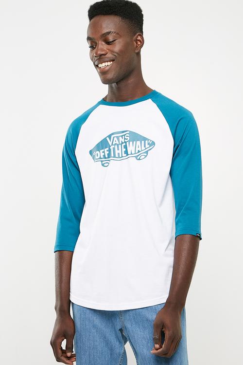 OTW raglan tee - blue & white 