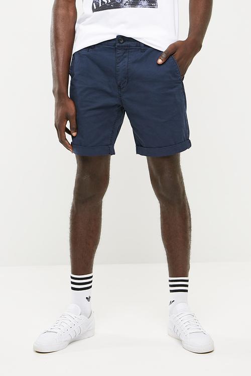 Chino shorts with turn up hem - navy