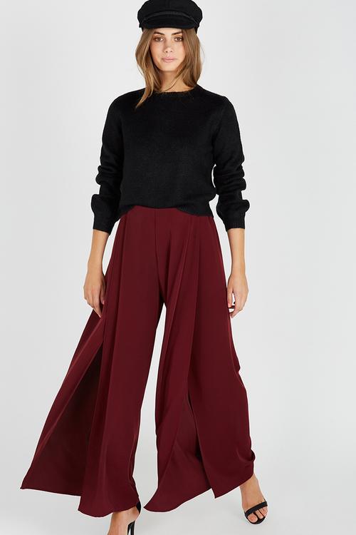 Elsa wide leg pant  - burgundy