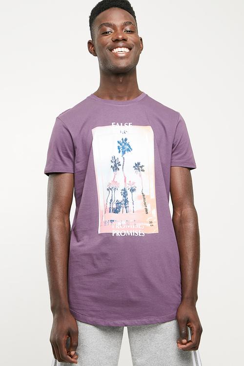 Curved hem longline tee - purple