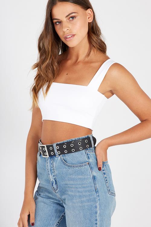 Luxe wide strap crop - white