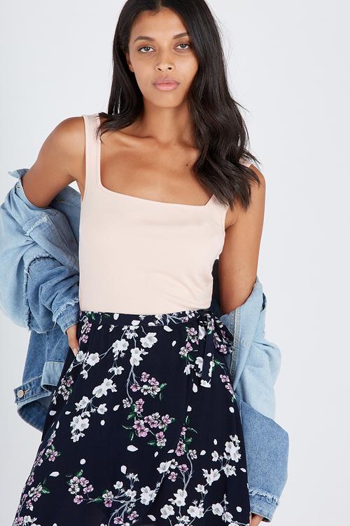 Interlock square neck cami - pink
