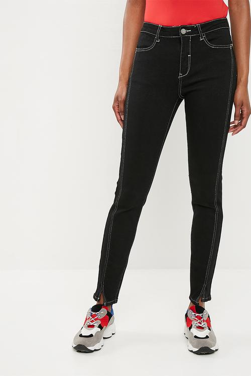 Anarchy contrast stitch skinny jean - black