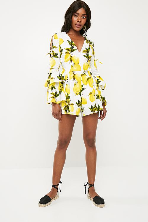 Lemon print playsuit - yellow