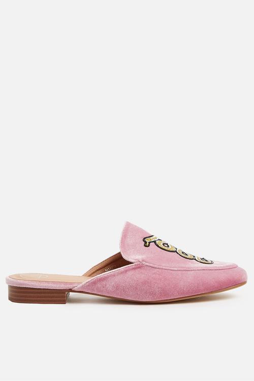 Snake embrodied mule - pink