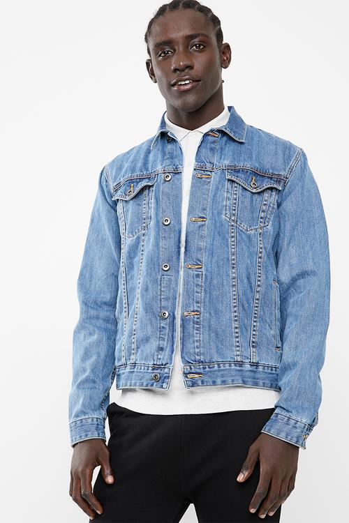 Basic denim trucker jacket - mid wash blue