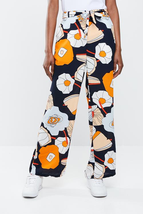 Malu wide palazzo woven pants - orange & peach