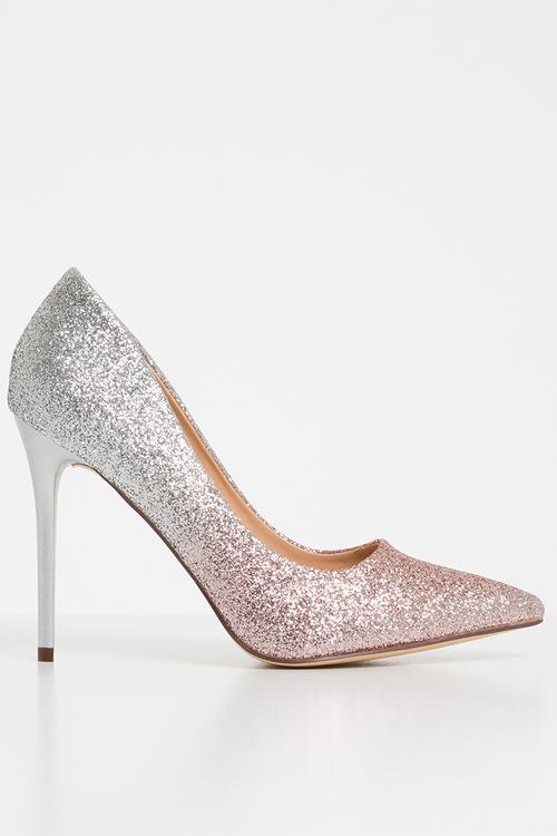 Glitter stiletto heels - pink & sliver