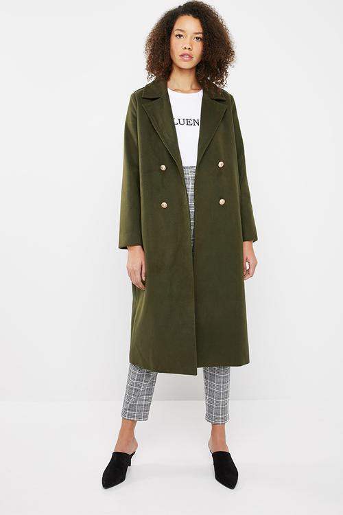 Belted military formal coat - khaki