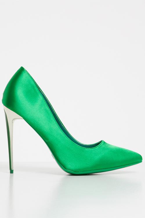 Satin stiletto heels - green