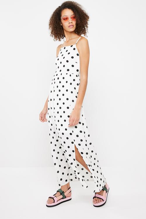 Spot strappy maxi dress - white & black