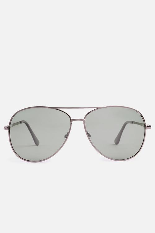 Mirror flat lens aviator sunglasses - charcoal