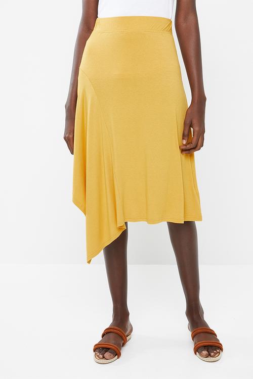 Knit midi skirt - yellow