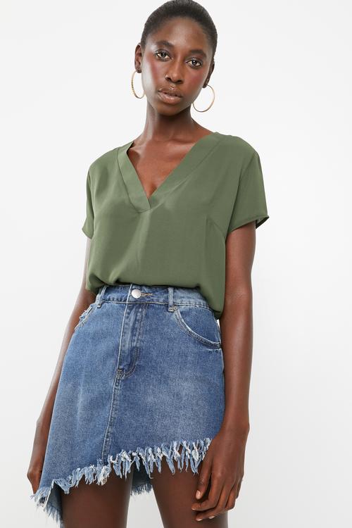 Basic shell blouse - olive