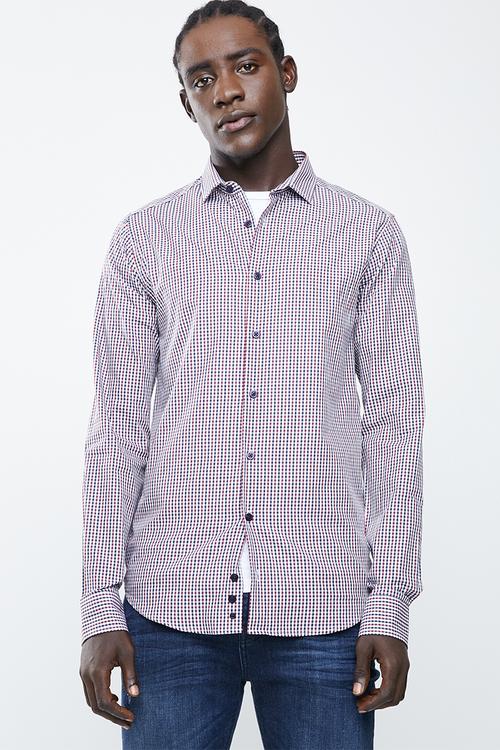 Slim fit long sleeve point collar shirt - multi