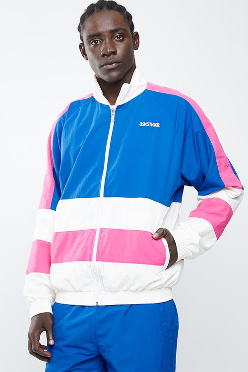 Colourblock woven full zip long sleeve jacket - blue