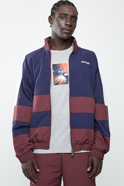 Colourblock woven full zip long sleeve jacket - navy