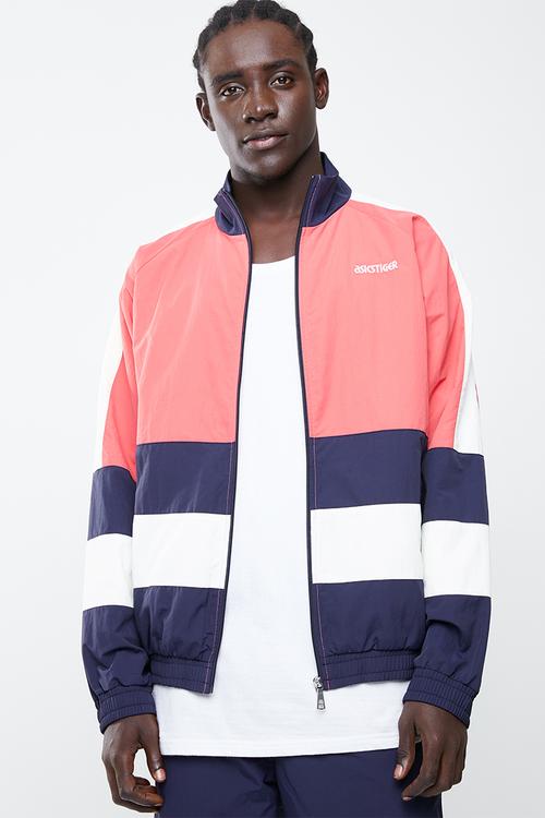 Colourblock woven full zip long sleeve jacket - red