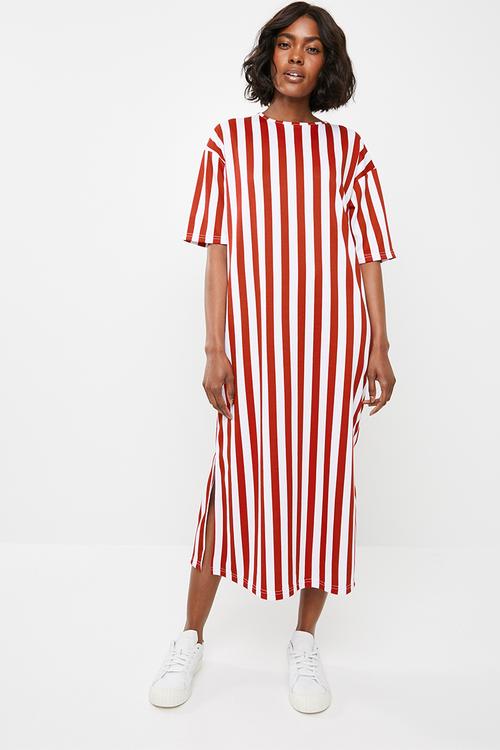 Oversized T-shirt dress - red & white