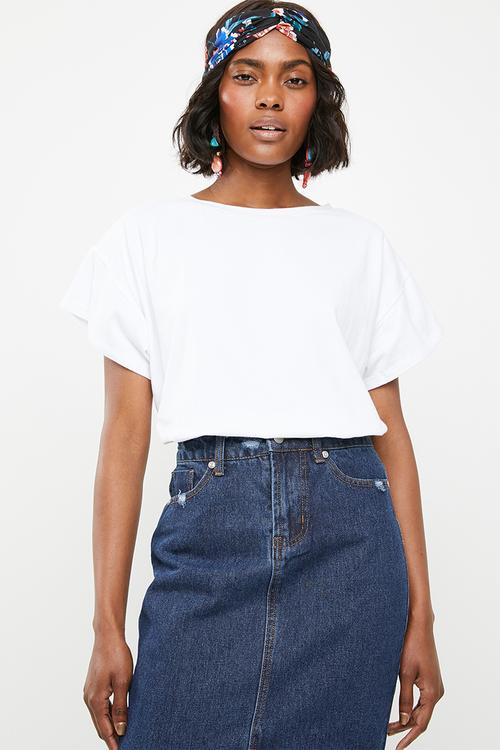 Boxy dropped shoulder T-shirt - white