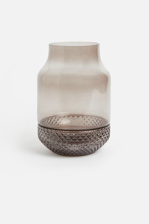 Gem vase glass - dark grey